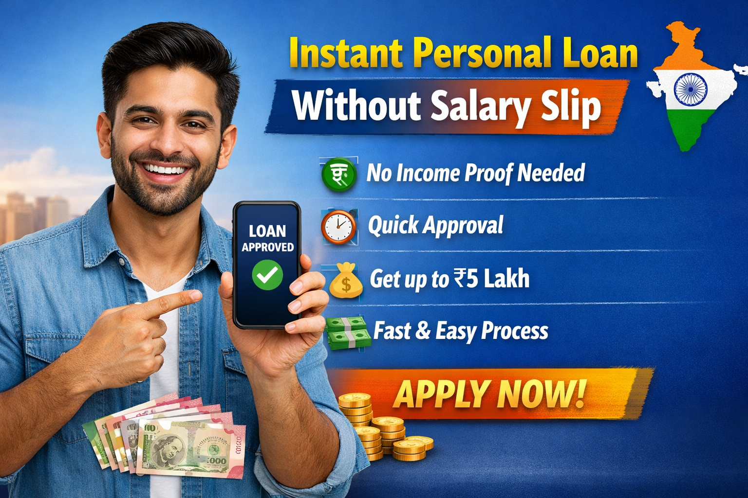 instant personal loan without salary slip india