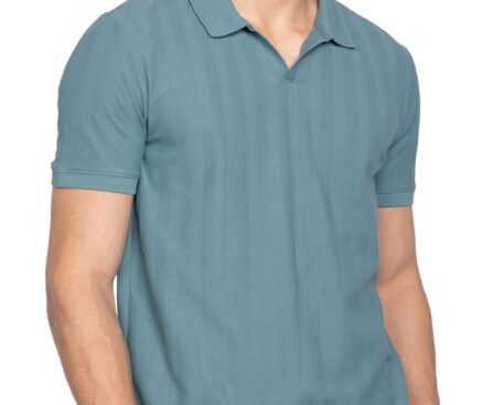 DAMENSCH Men's Statement Textured Regular Fit Polo T-Shirts