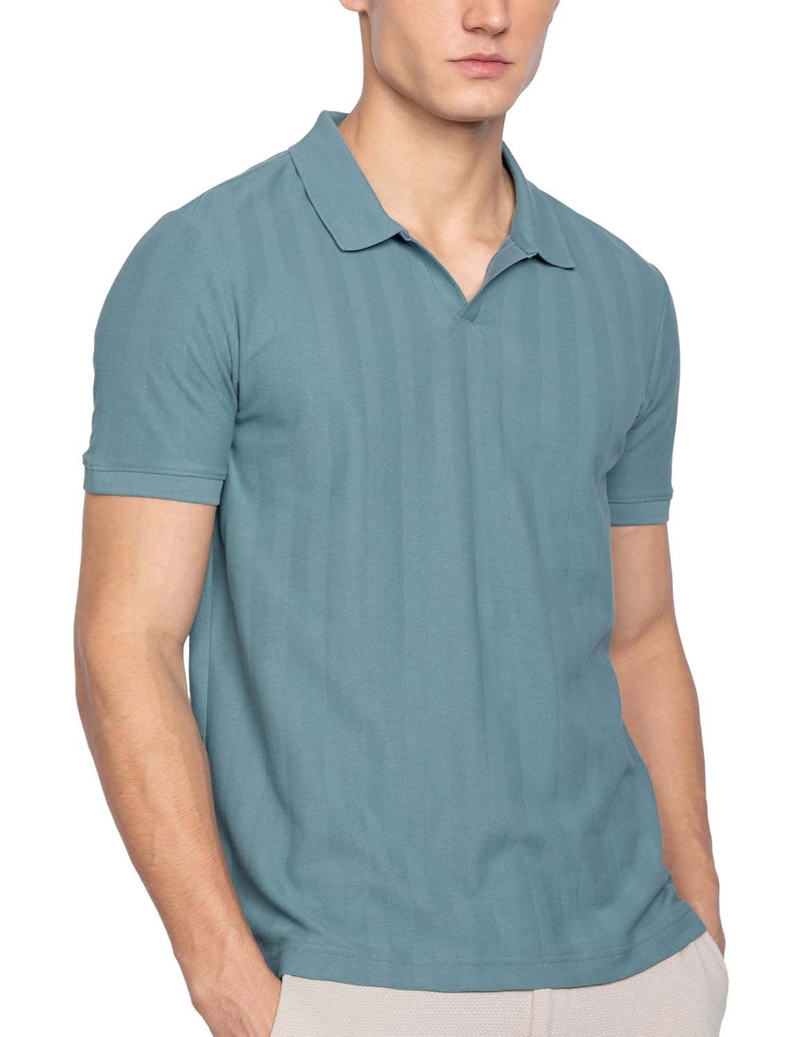 DAMENSCH Men's Statement Textured Regular Fit Polo T-Shirts